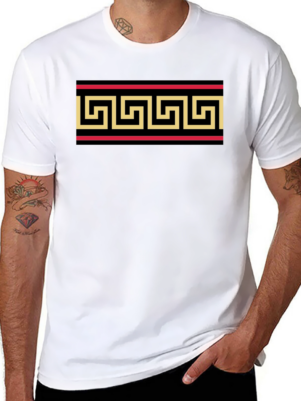 Greek Key Pattern T-Shirt - Classic Style