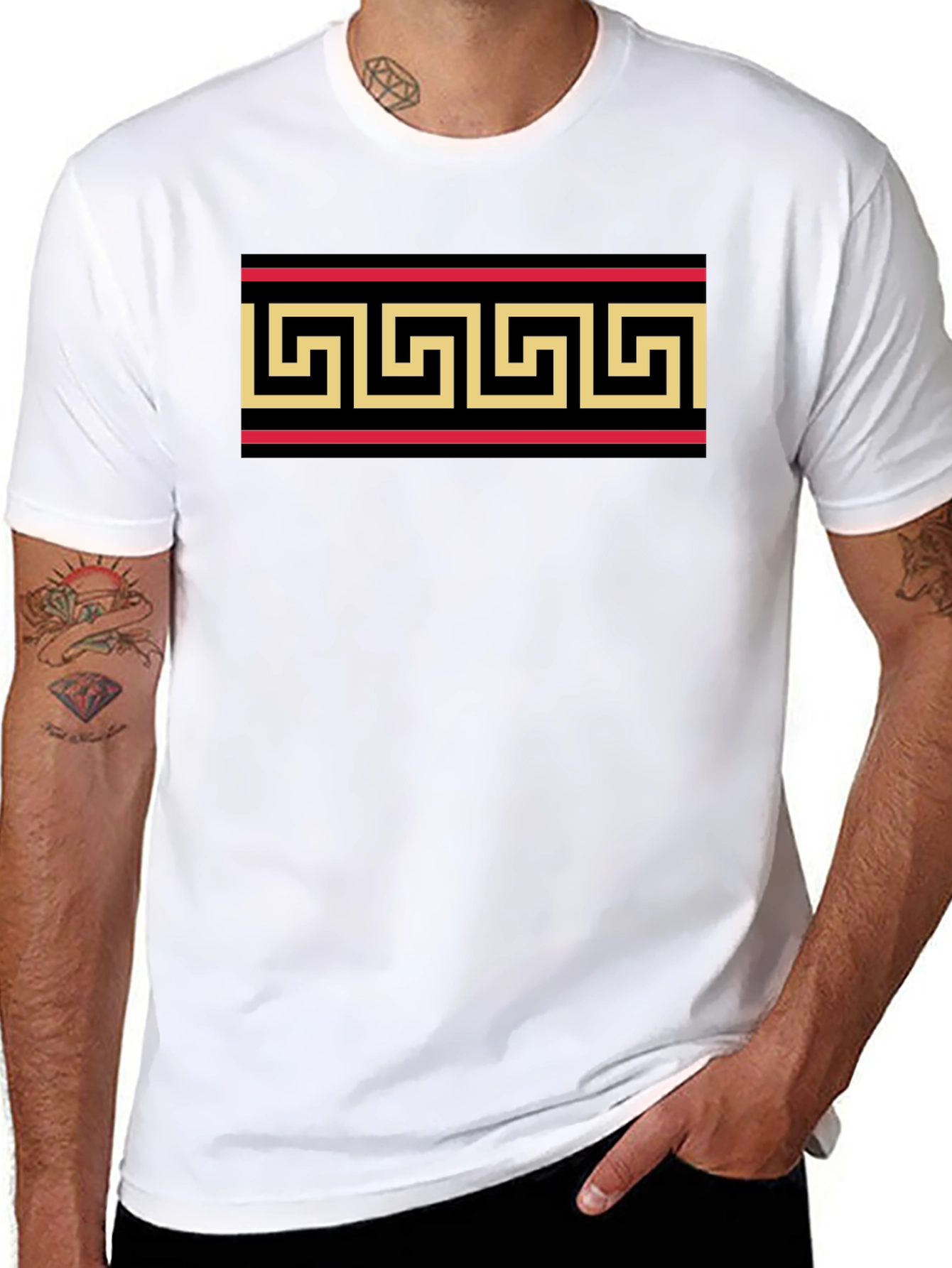 Greek Key Pattern T-Shirt - Classic Style