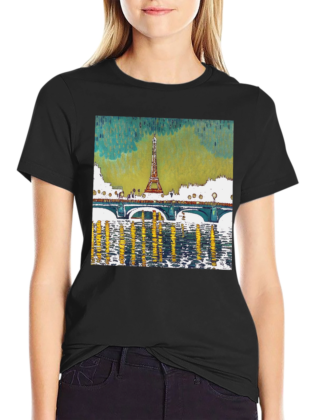 Paris Eiffel Tower Graphic Tee - Black