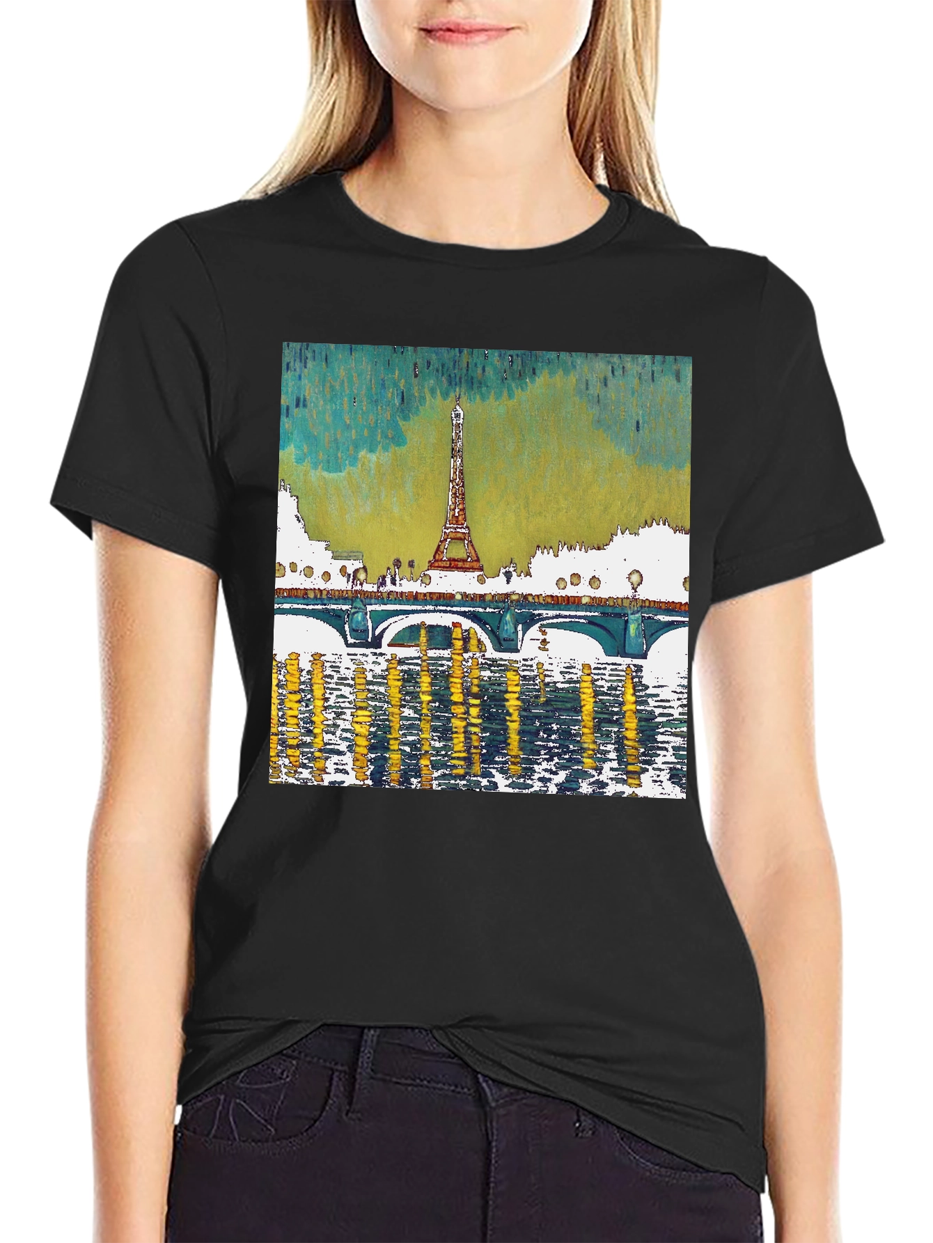 Paris Eiffel Tower Graphic Tee - Black