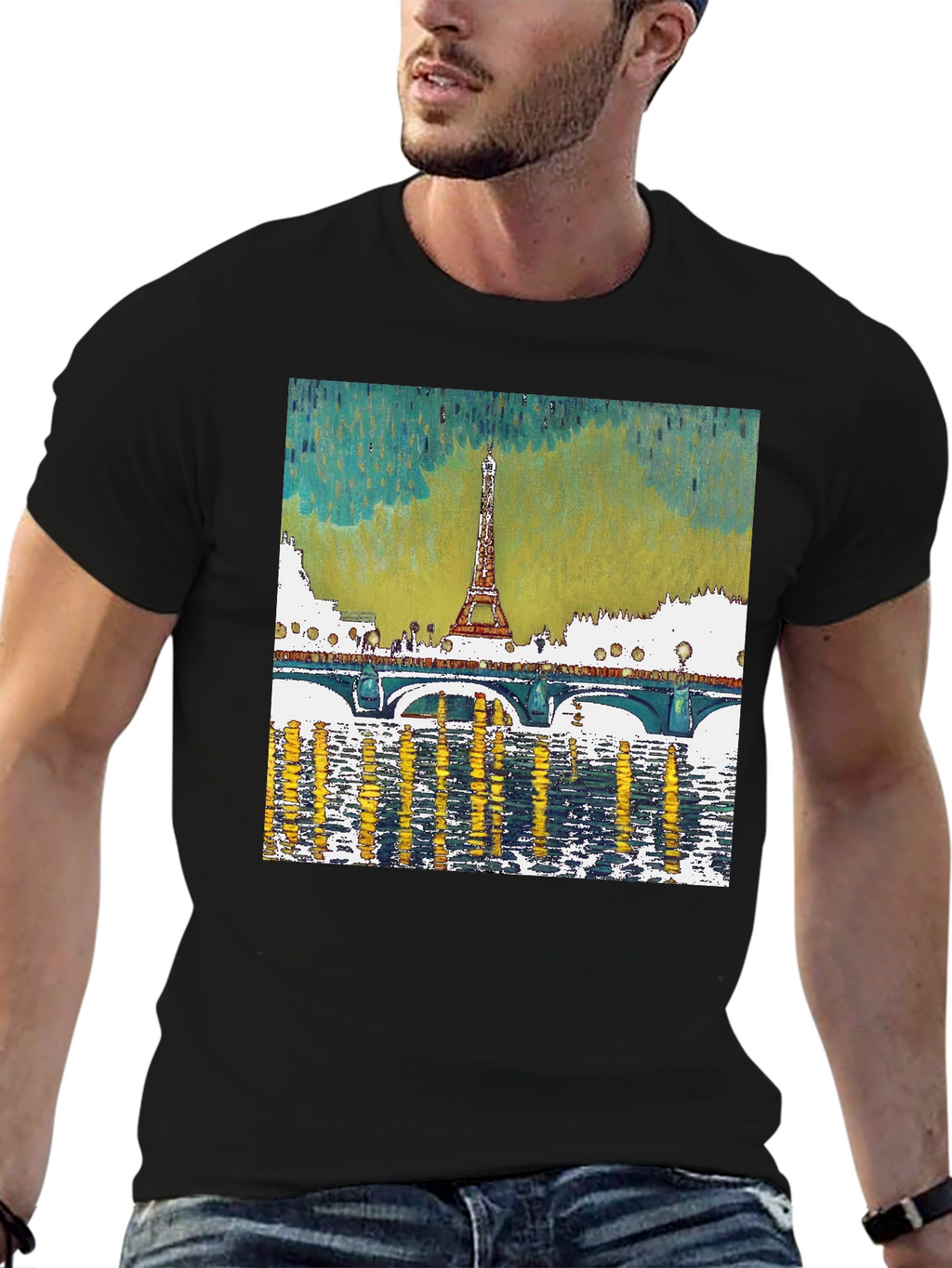 Paris Eiffel Tower Graphic Tee - Black