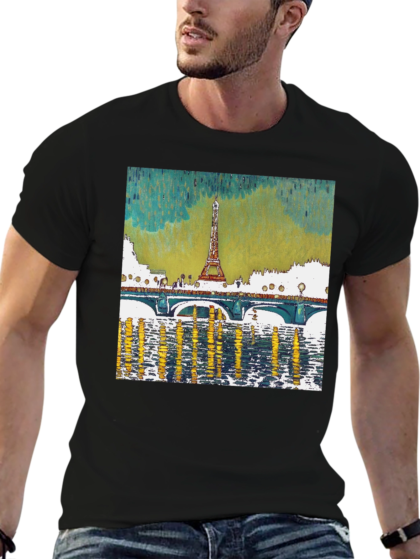 Paris Eiffel Tower Graphic Tee - Black