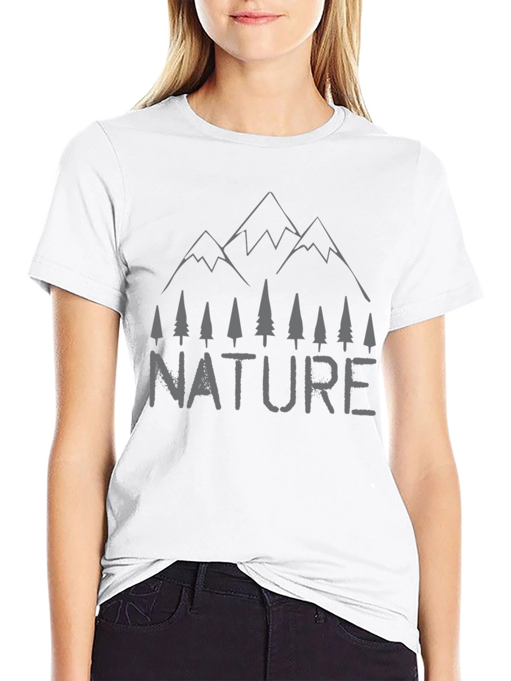Nature Graphic Tee - Mountain & Trees Print