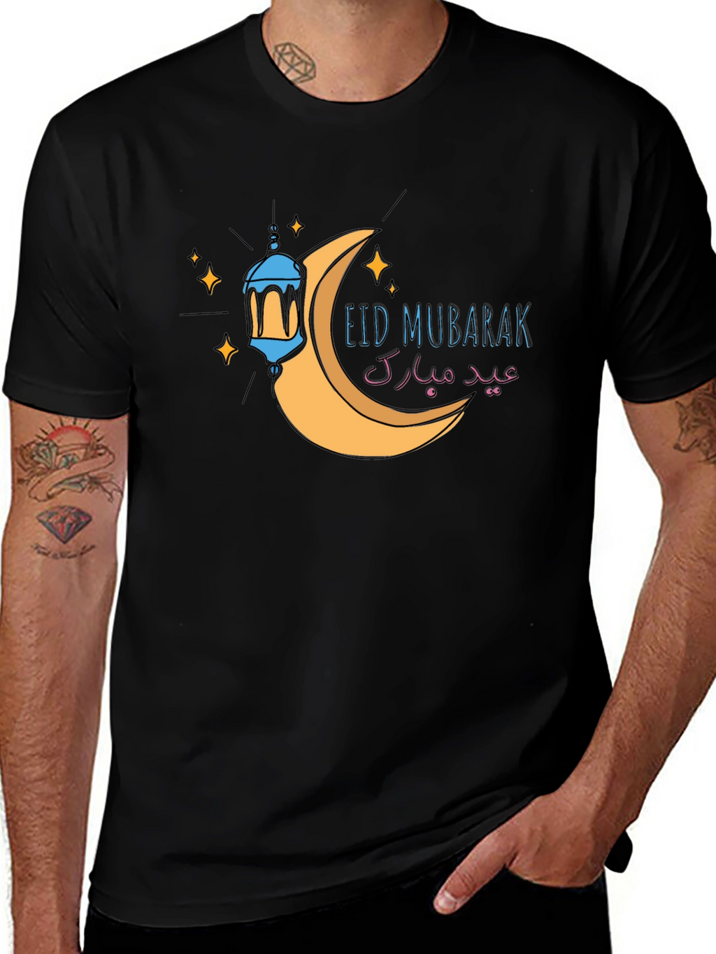 Eid Mubarak Graphic T-Shirt - Black
