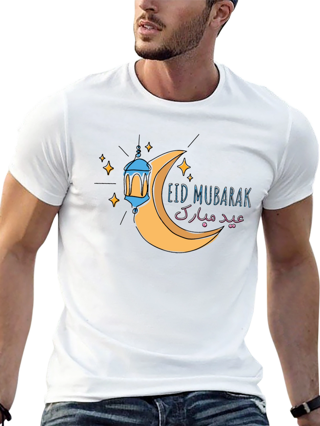 Eid Mubarak Graphic T-Shirt - Black