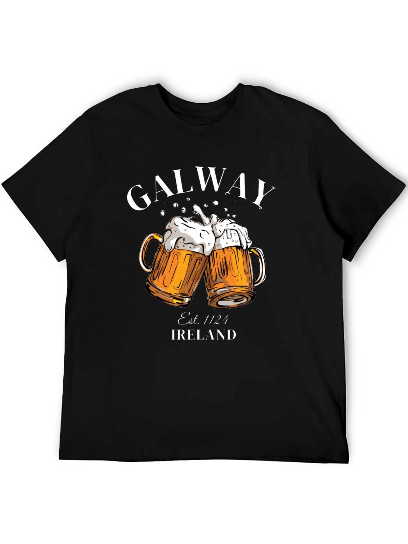 Galway Ireland Beer T-Shirt - Est. 1124 - Black Tee