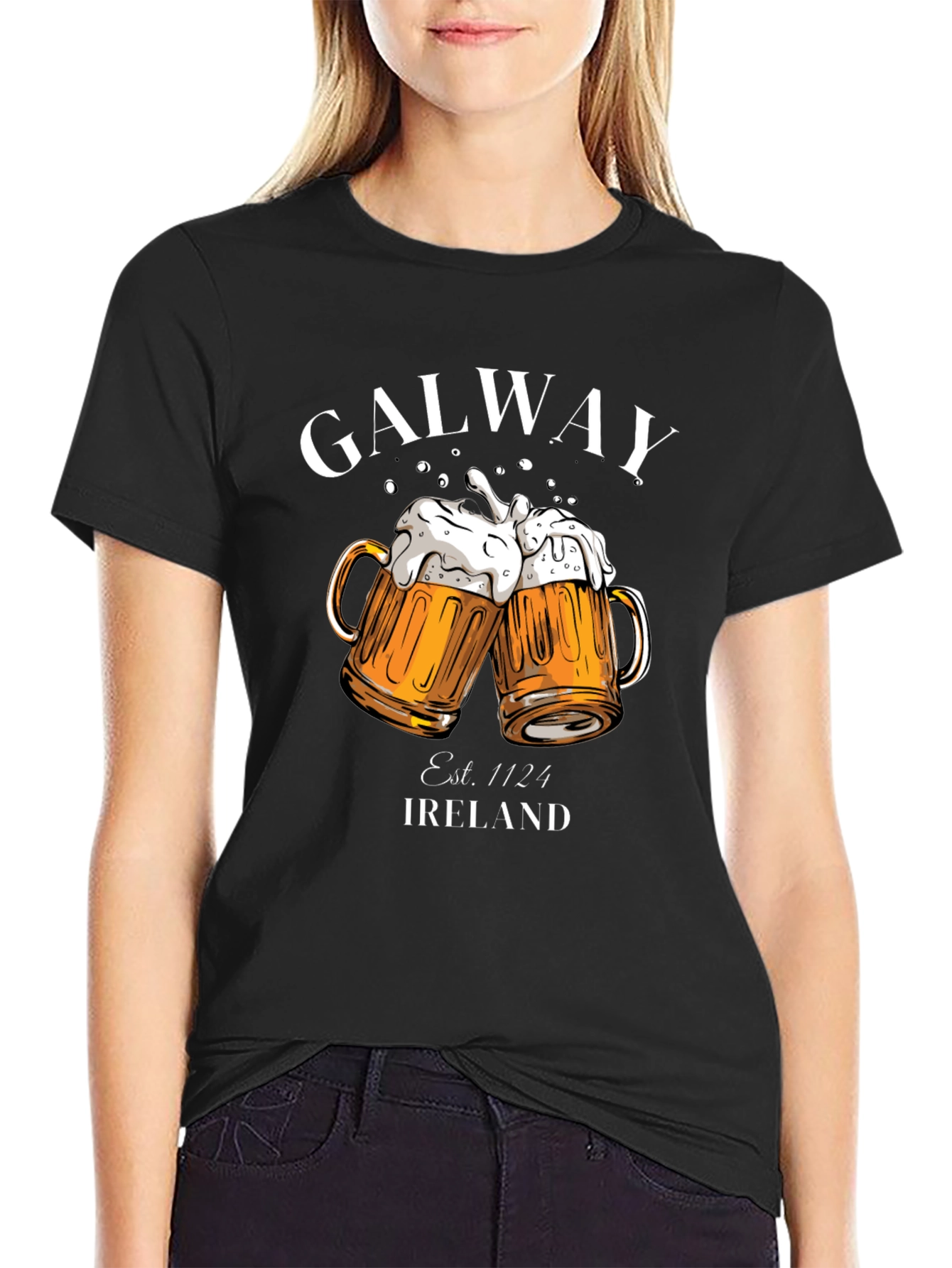 Galway Ireland Beer T-Shirt - Est. 1124 - Black Tee