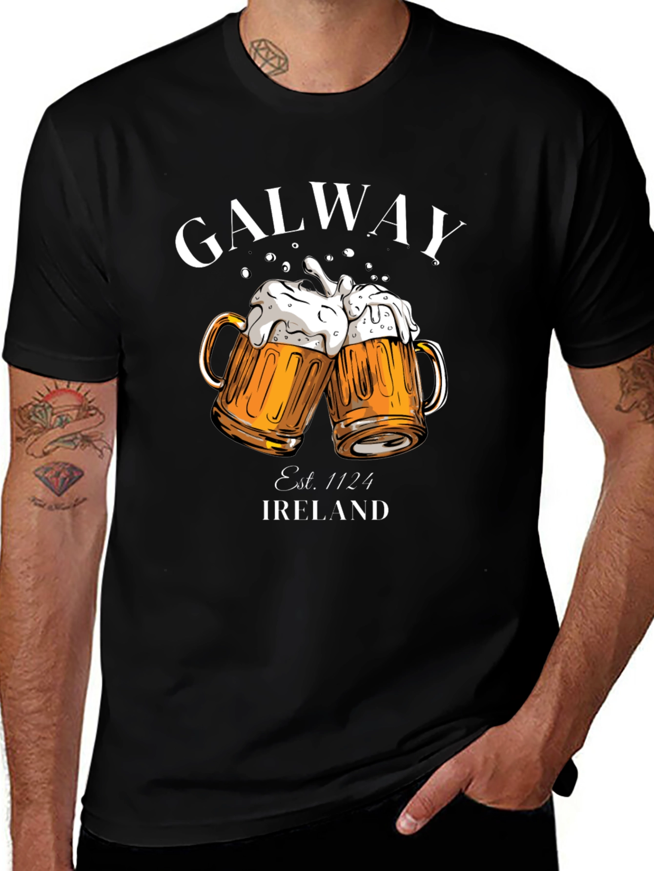 Galway Ireland Beer T-Shirt - Est. 1124 - Black Tee