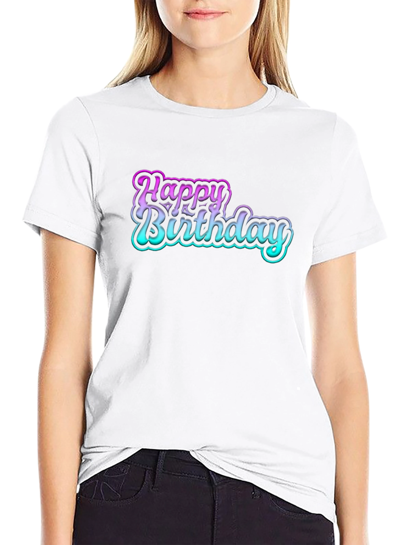 Happy Birthday Graphic Black T-Shirt