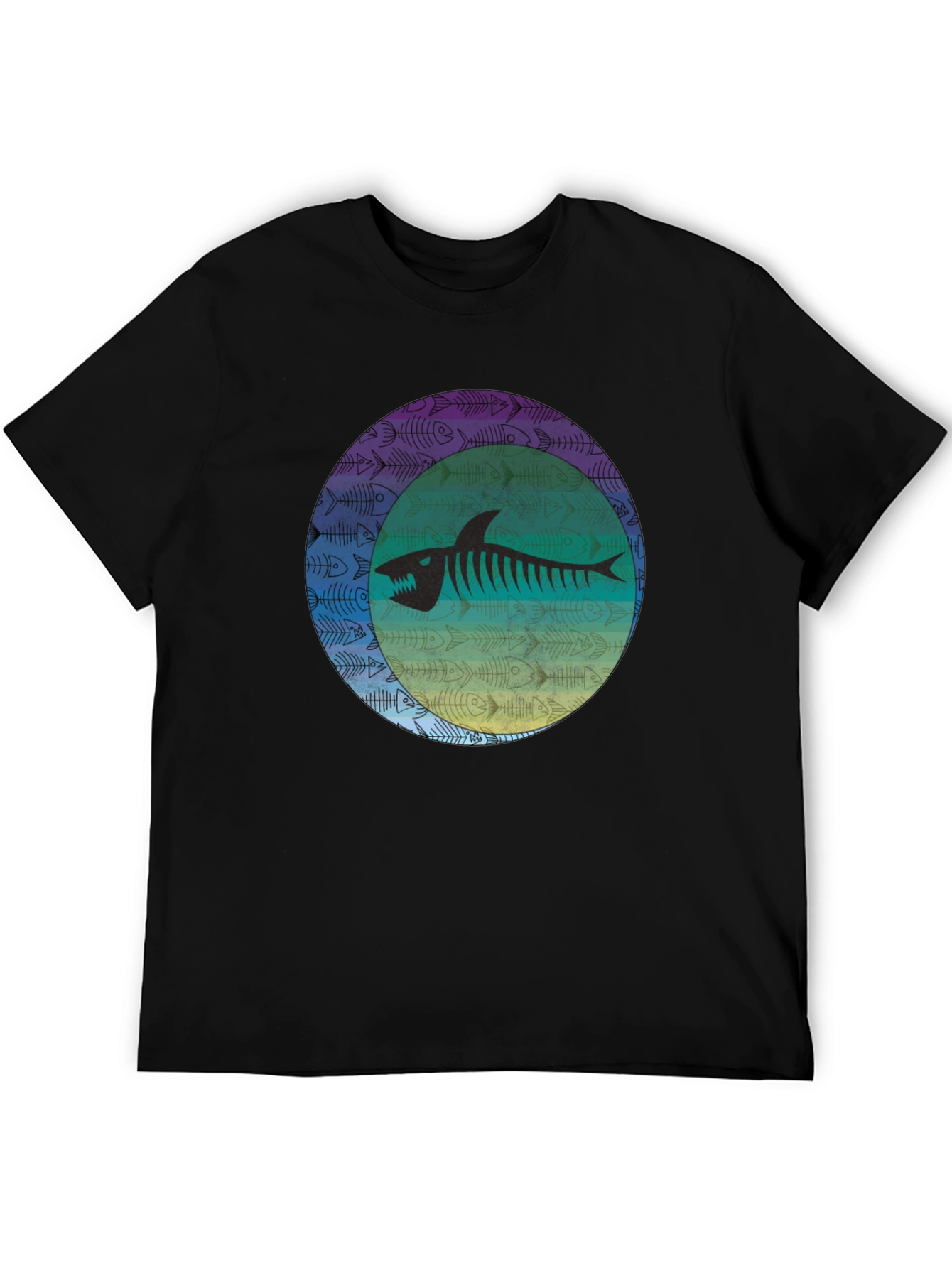 Shark Skeleton Graphic Tee - Black