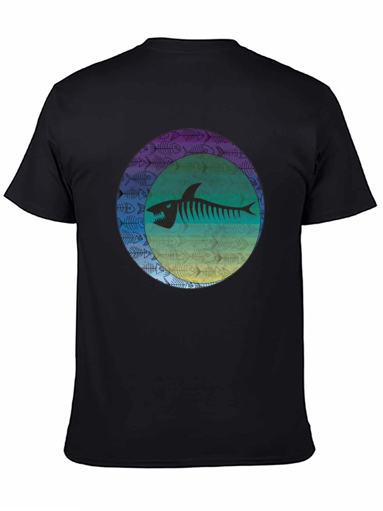 Shark Skeleton Graphic Tee - Black
