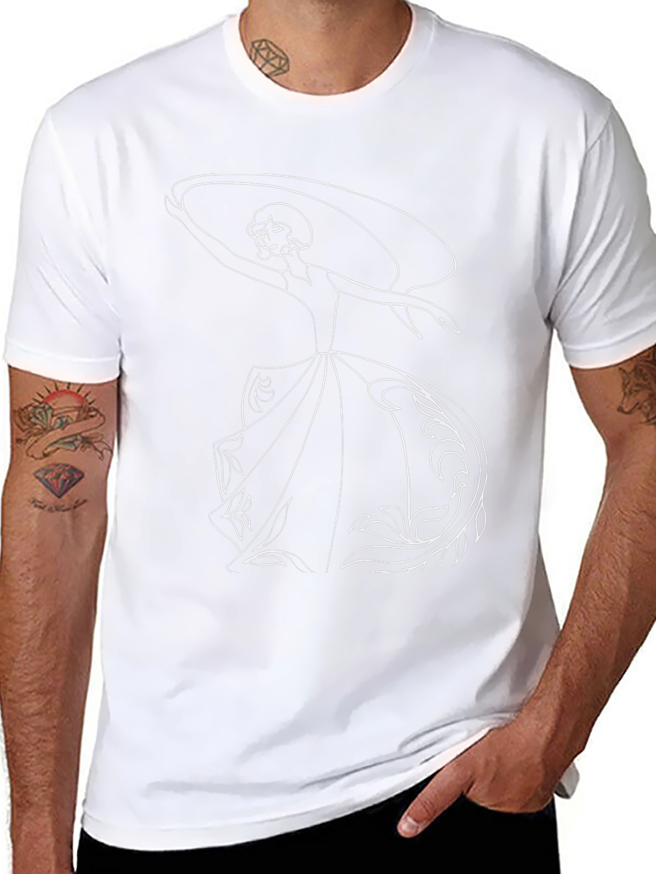 Elegant Woman Graphic Tee - Black Cotton T-Shirt