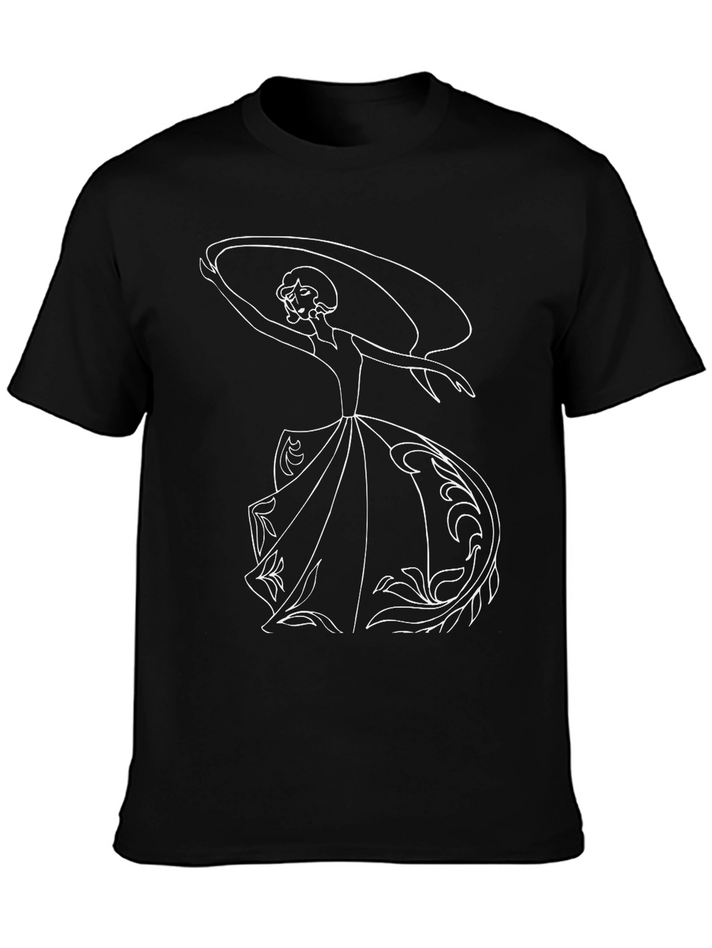 Elegant Woman Graphic Tee - Black Cotton T-Shirt