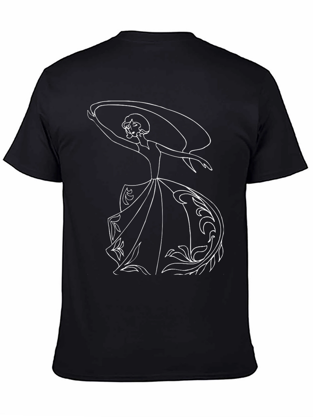 Elegant Woman Graphic Tee - Black Cotton T-Shirt