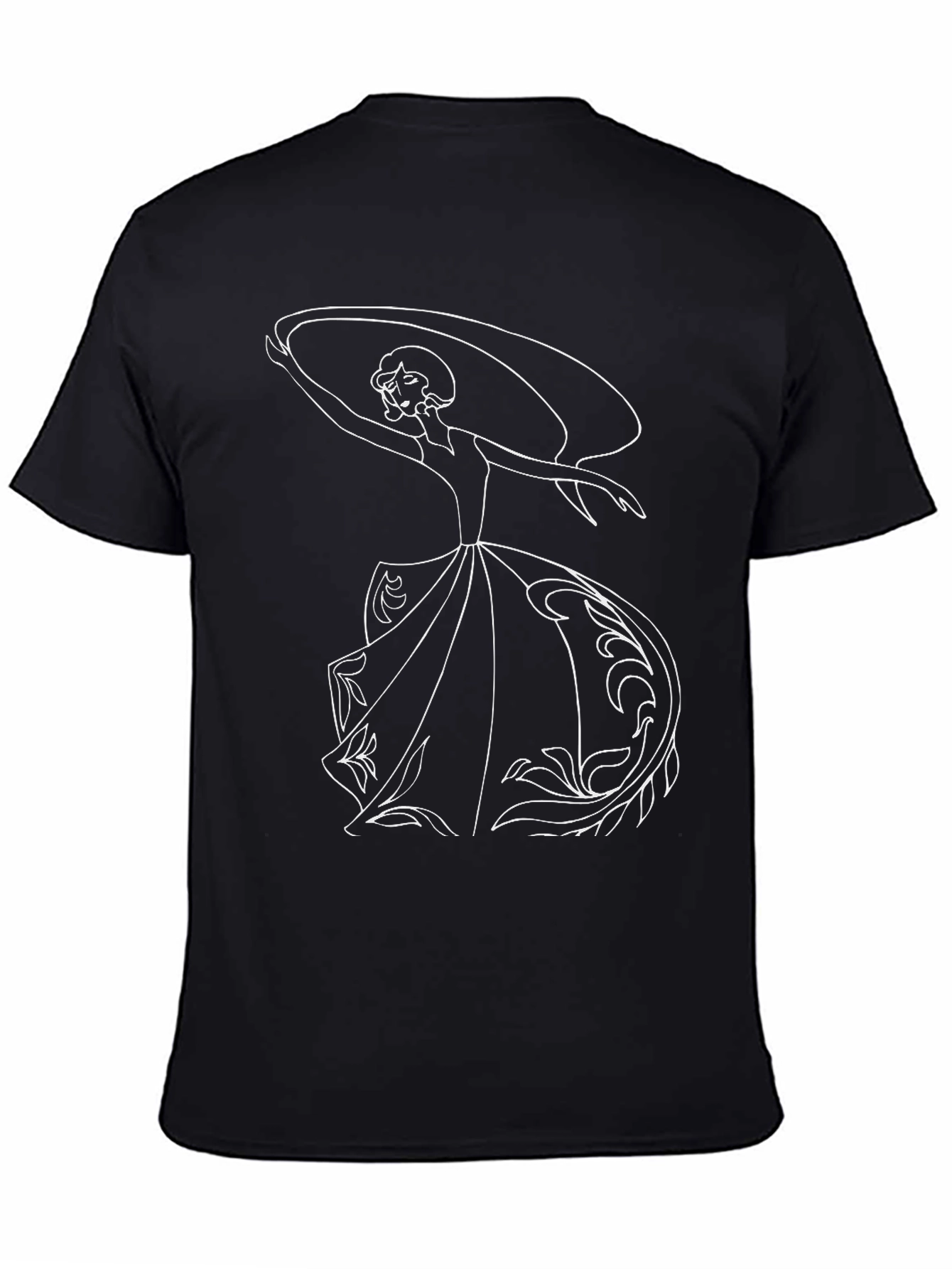 Elegant Woman Graphic Tee - Black Cotton T-Shirt