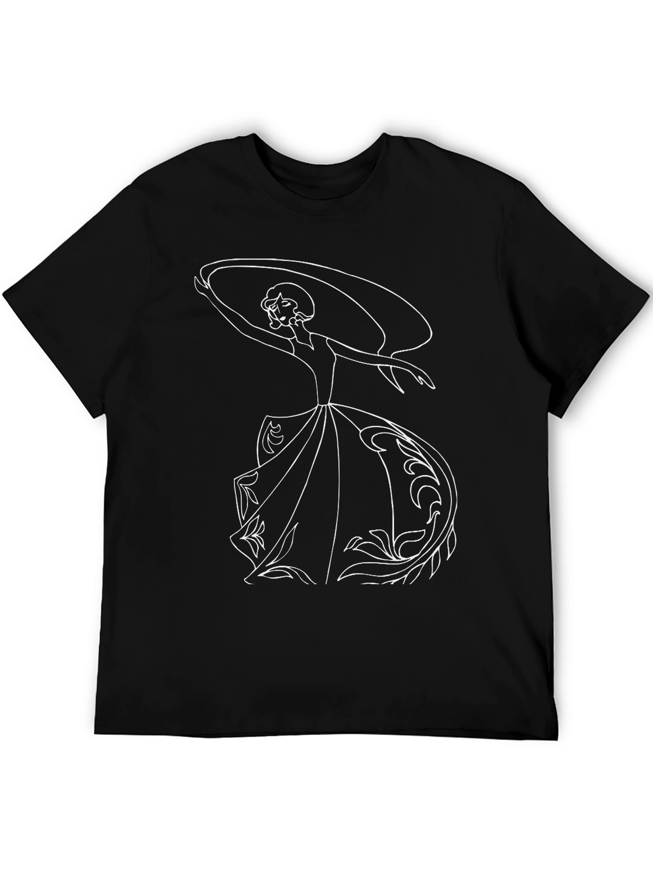 Elegant Woman Graphic Tee - Black Cotton T-Shirt
