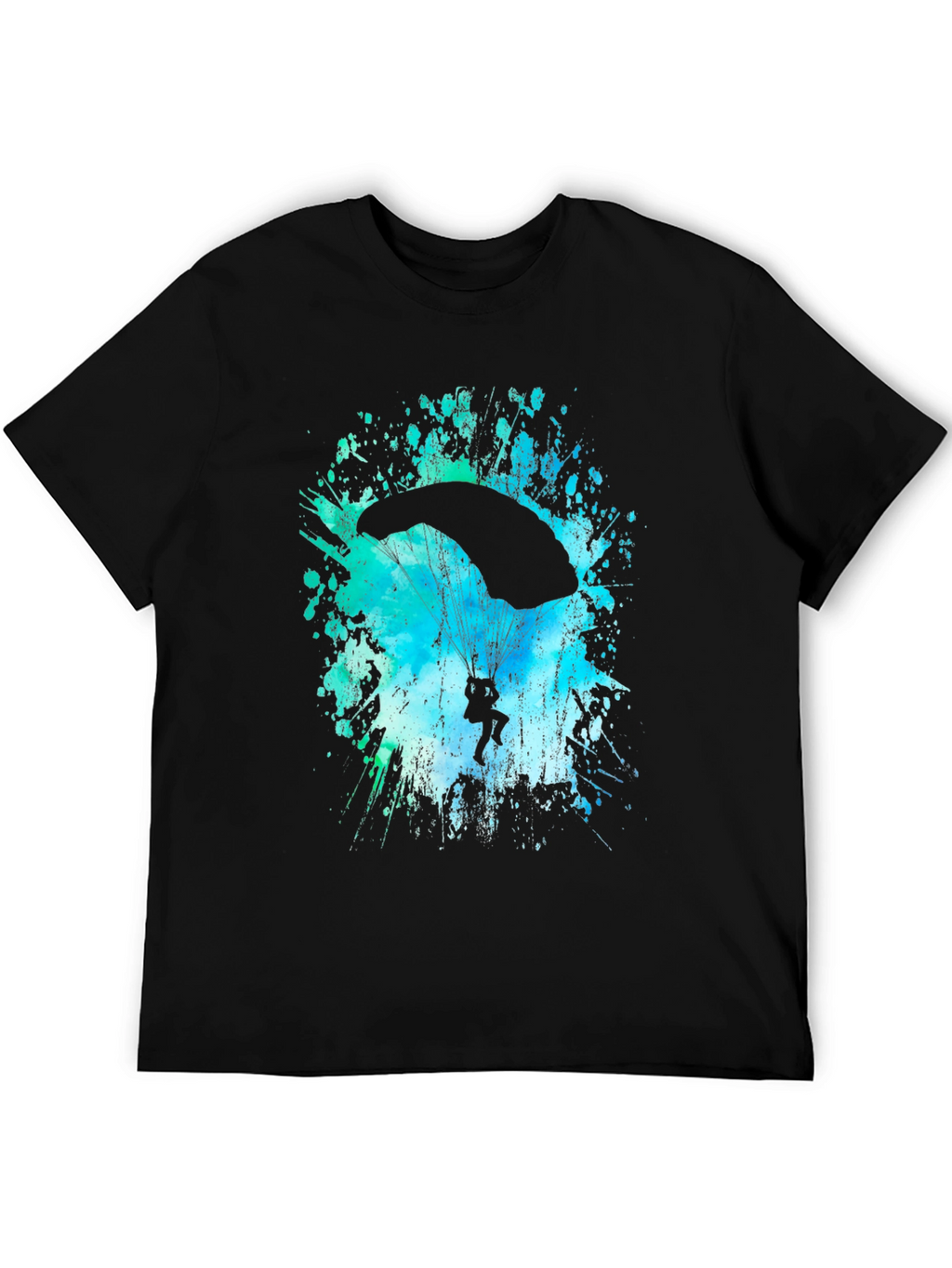 Skydiving Parachute Silhouette Graphic Print T-Shirt