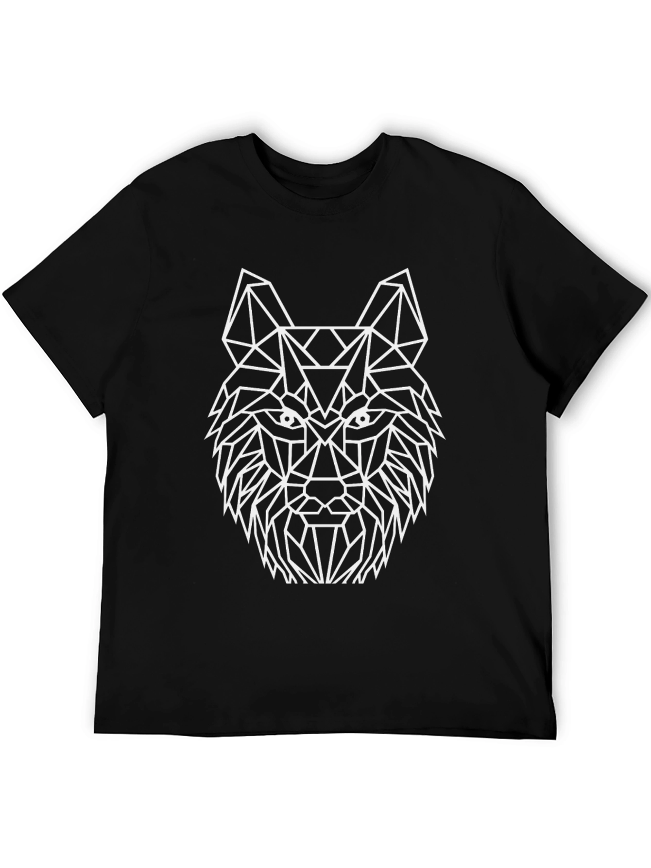 Geometric Wolf Graphic Tee - Black