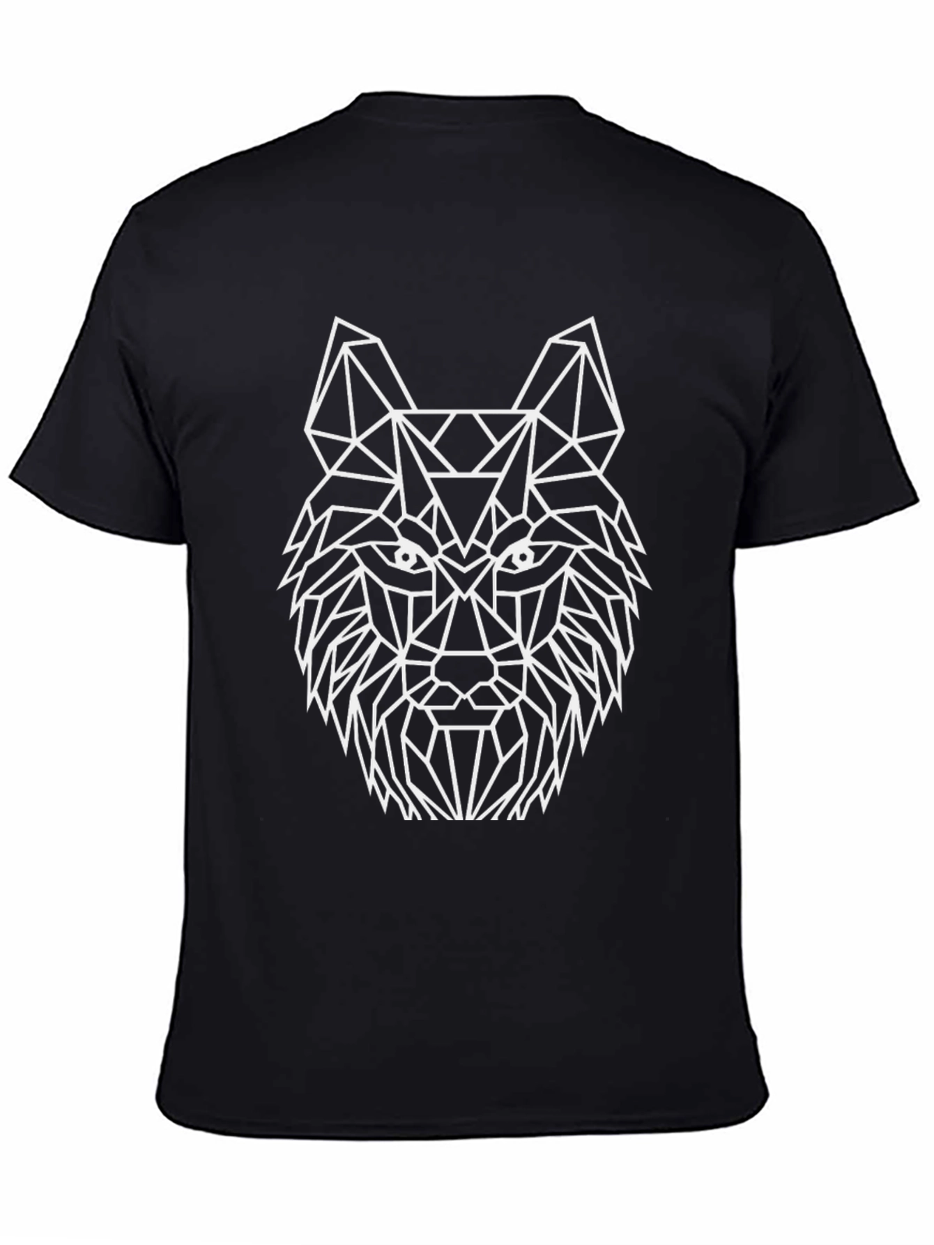 Geometric Wolf Graphic Tee - Black