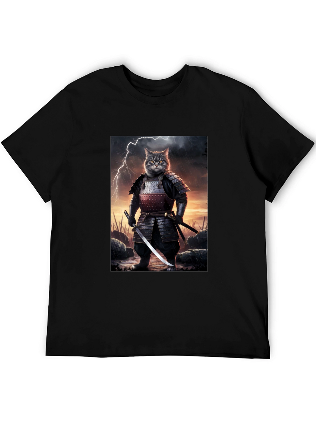 Samurai Cat T-Shirt - Unique Graphic Tee