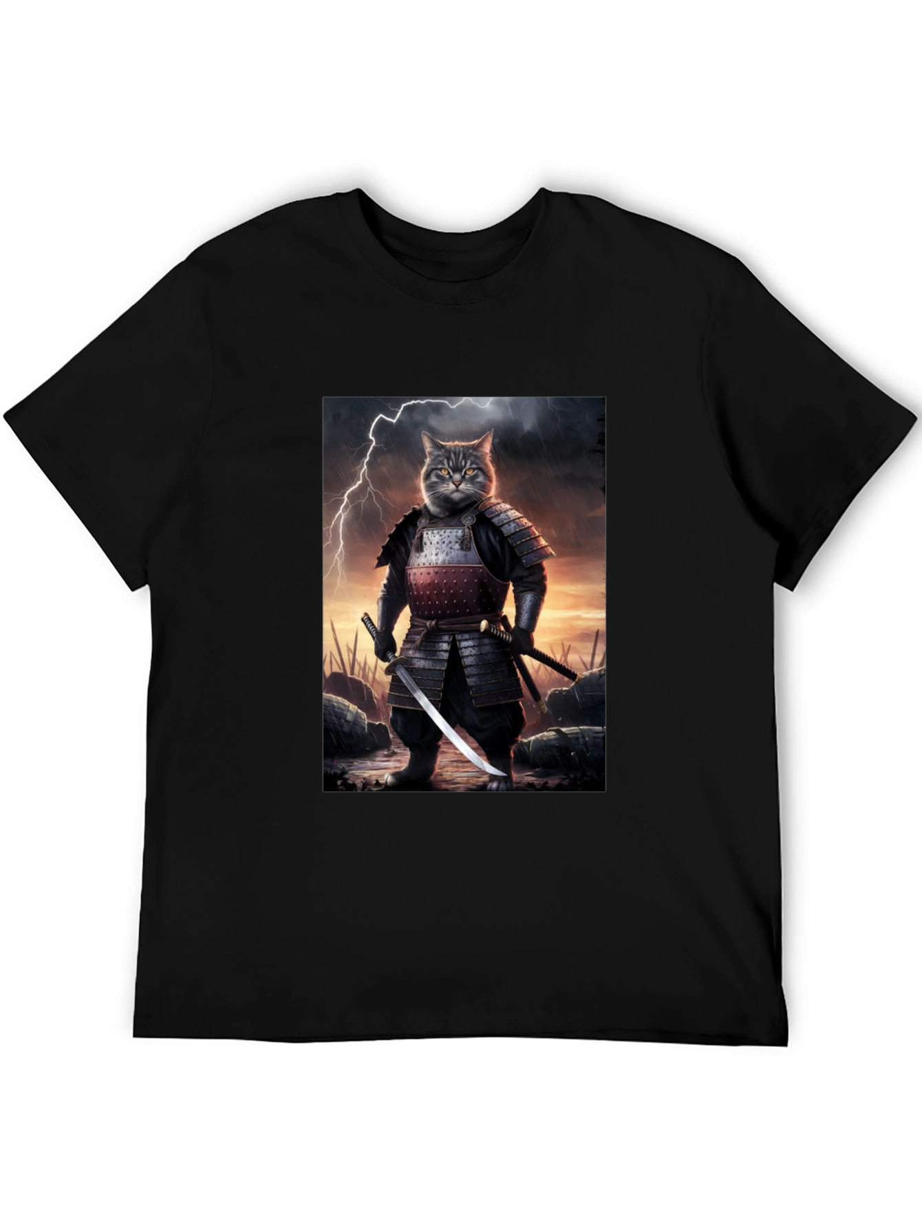 Samurai Cat T-Shirt - Unique Graphic Tee