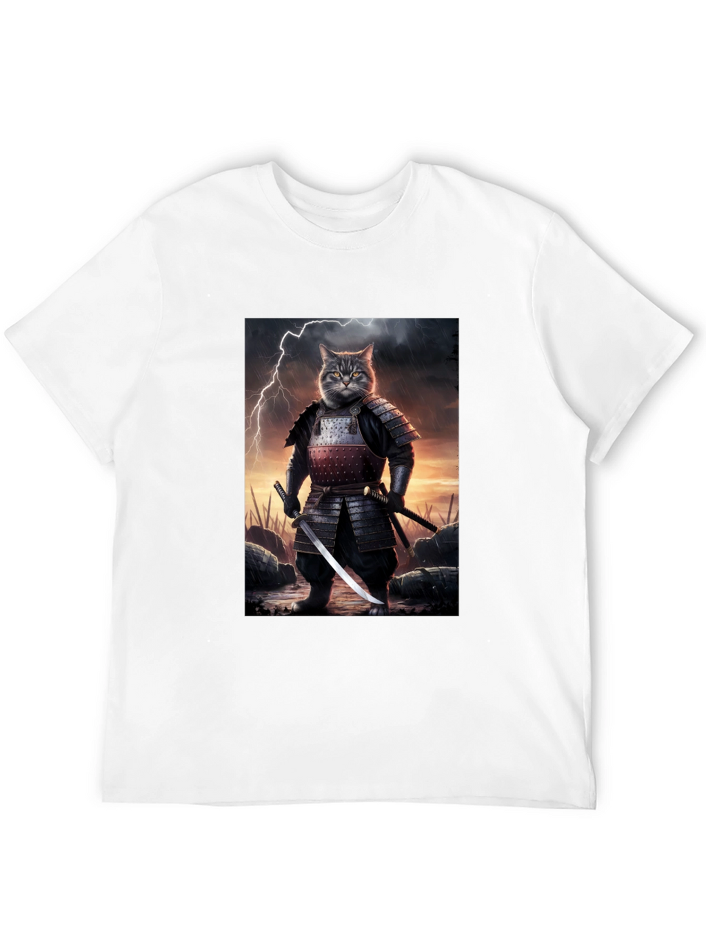 Samurai Cat T-Shirt - Unique Graphic Tee