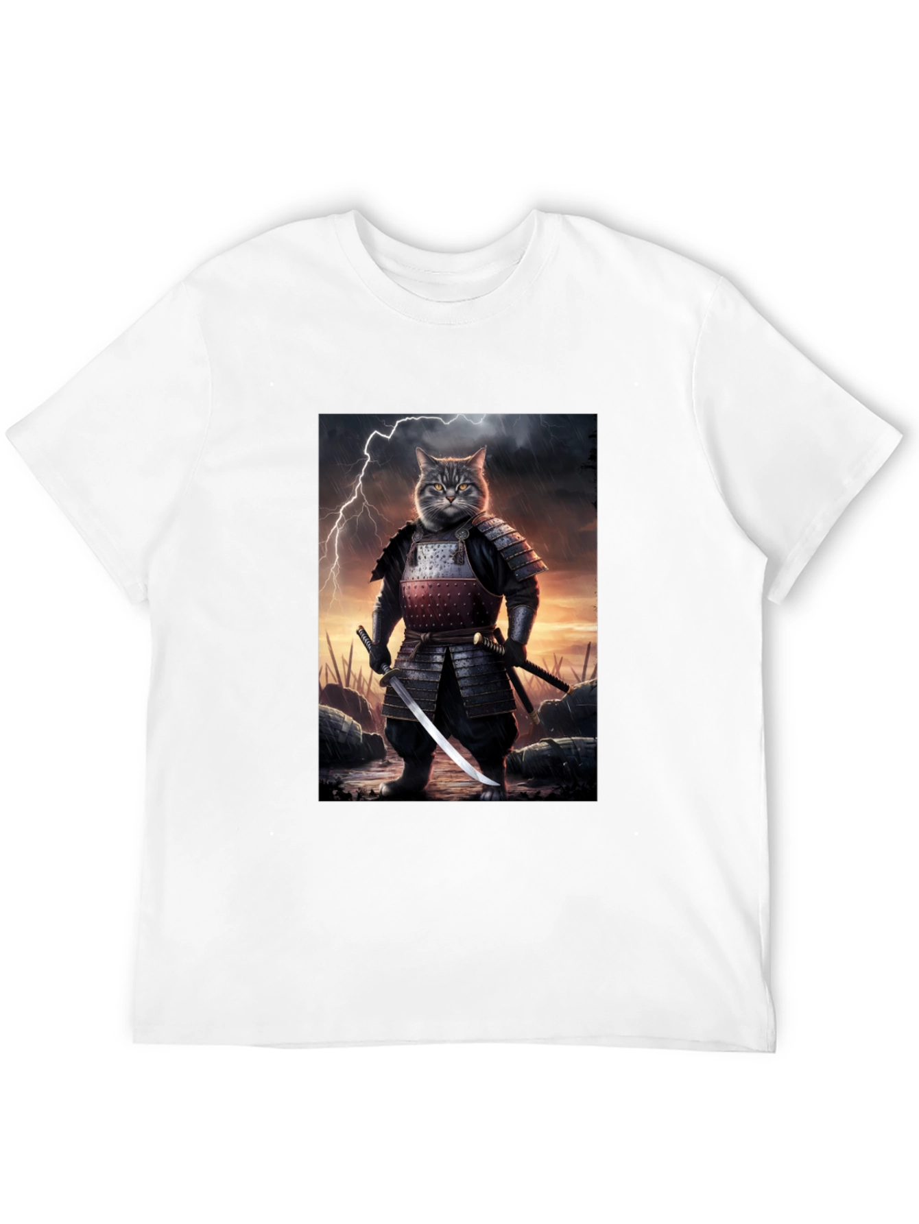 Samurai Cat T-Shirt - Unique Graphic Tee