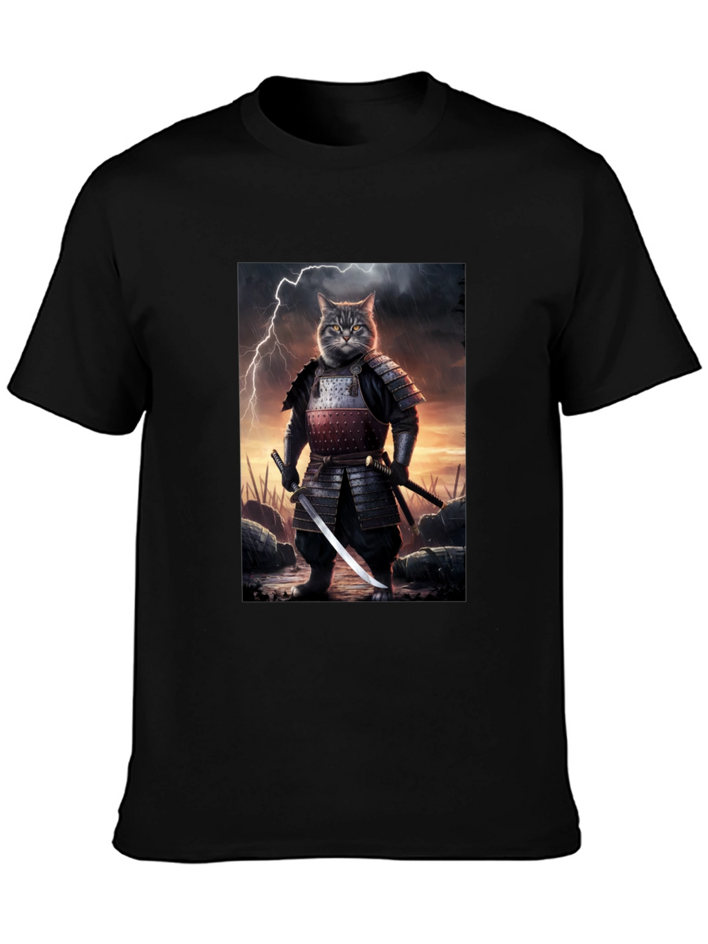 Samurai Cat T-Shirt - Unique Graphic Tee