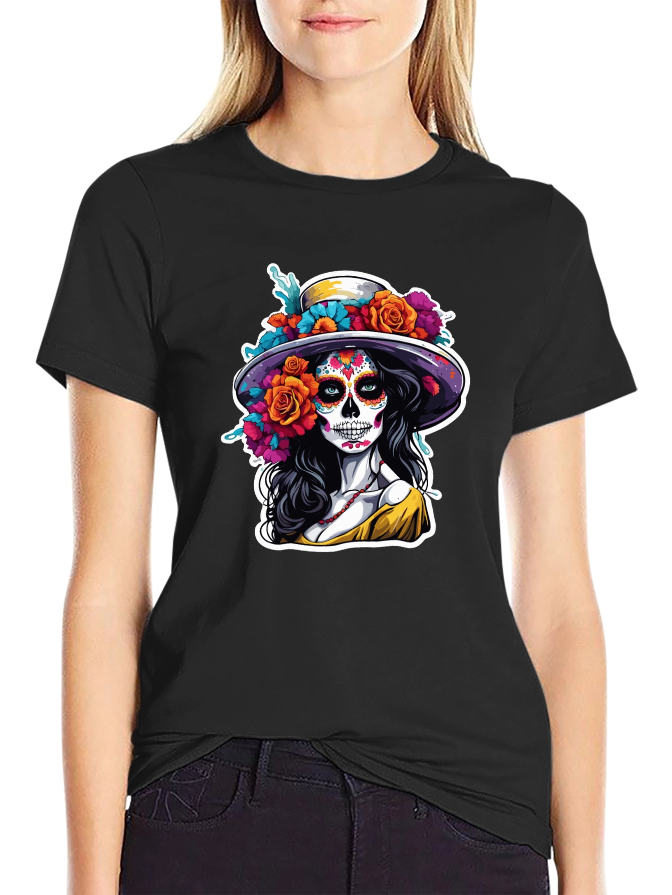 Day of the Dead Sugar Skull T-Shirt - Vibrant Design
