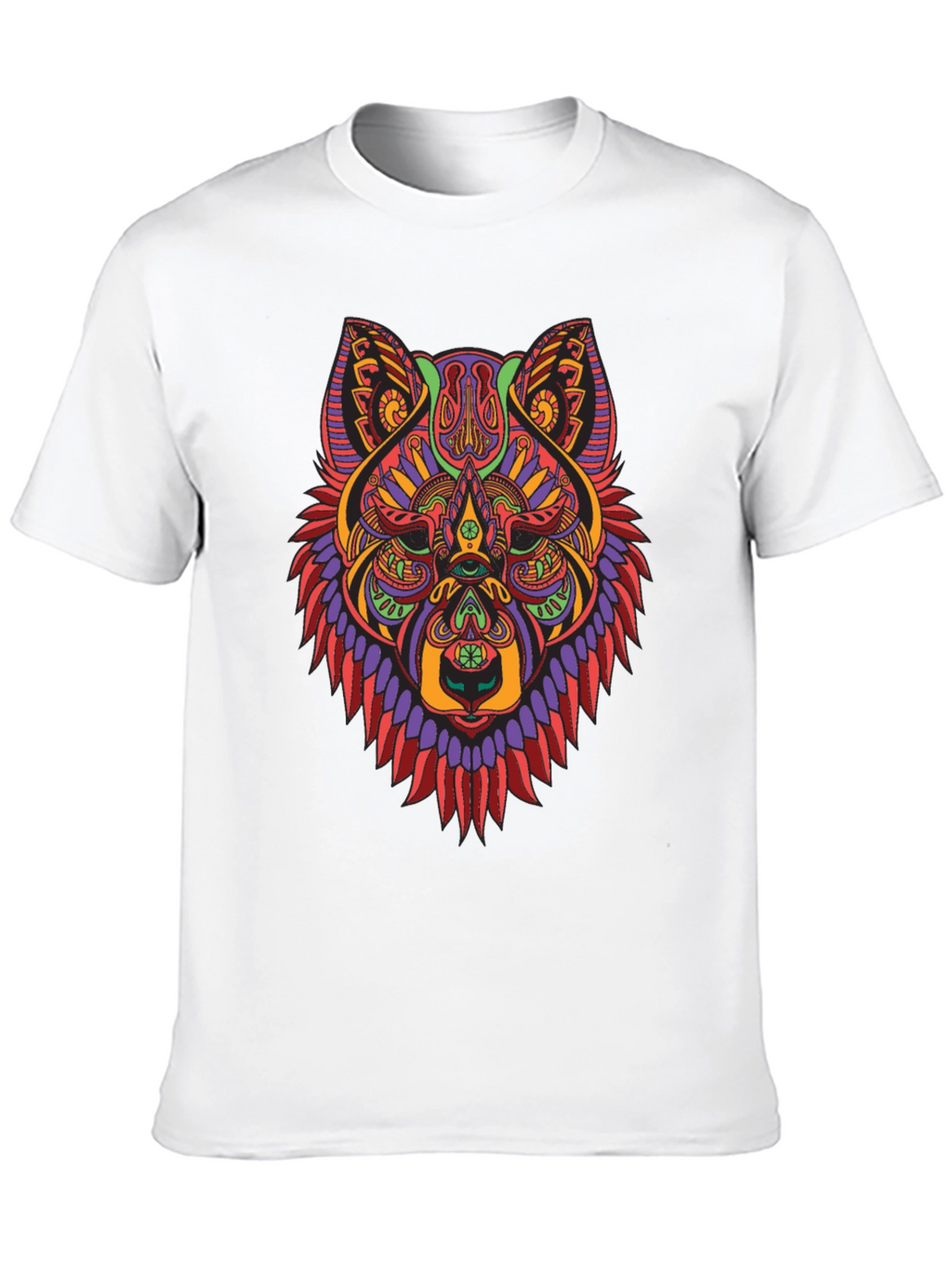 Psychedelic Wolf Graphic Tee - Mens Black T-Shirt