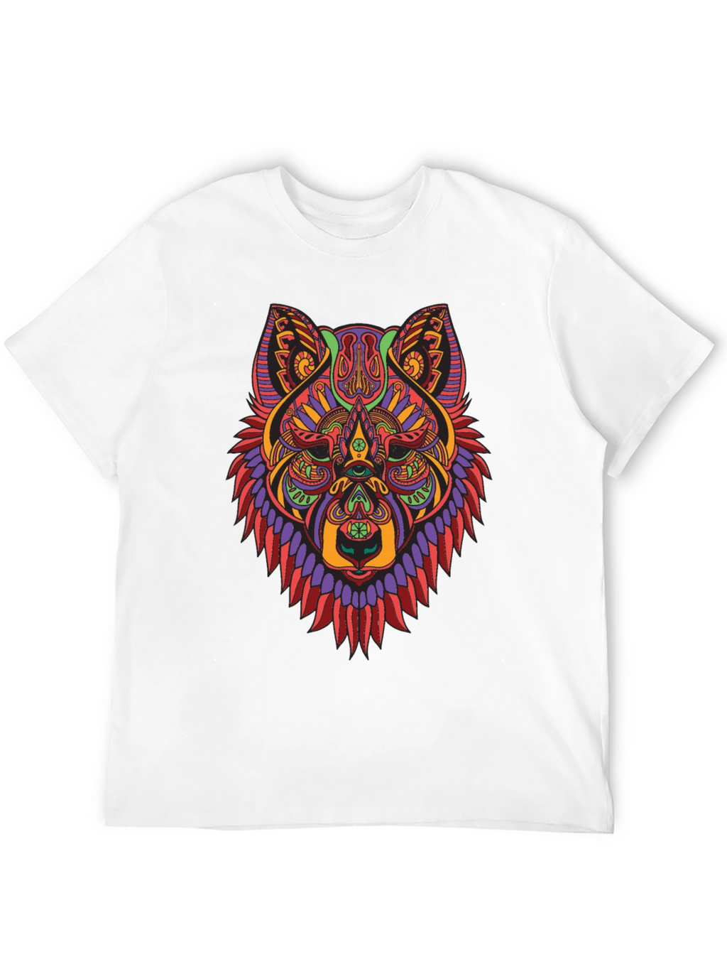 Psychedelic Wolf Graphic Tee - Mens Black T-Shirt