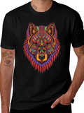 Psychedelic Wolf Graphic Tee - Mens Black T-Shirt