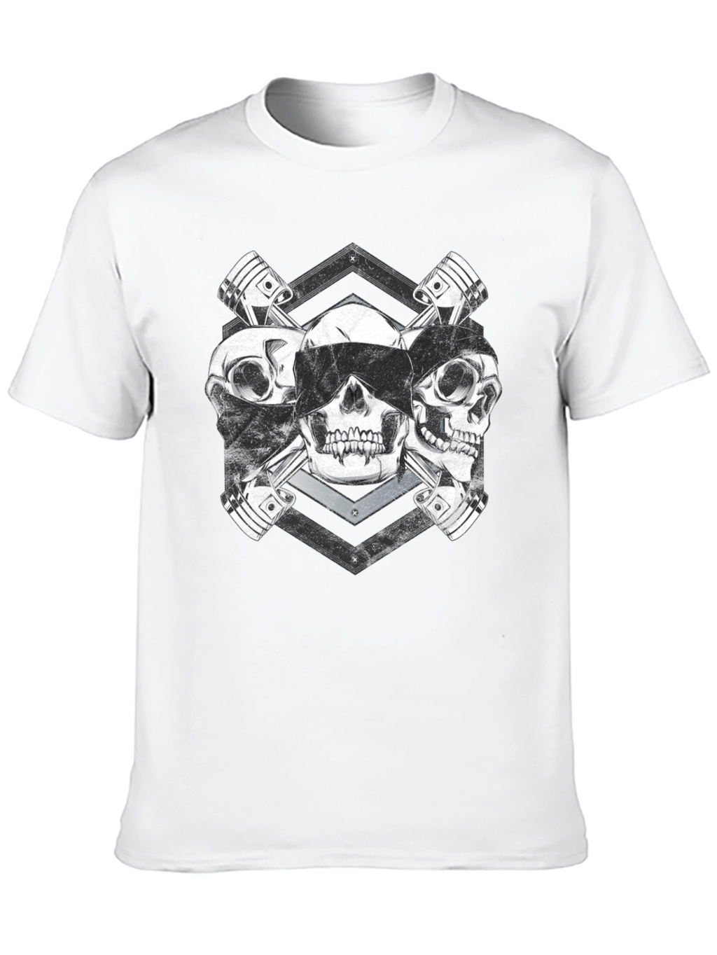 Skull & Piston Graphic Tee - Mechanic Style T-Shirt