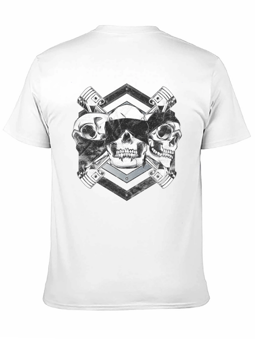 Skull & Piston Graphic Tee - Mechanic Style T-Shirt