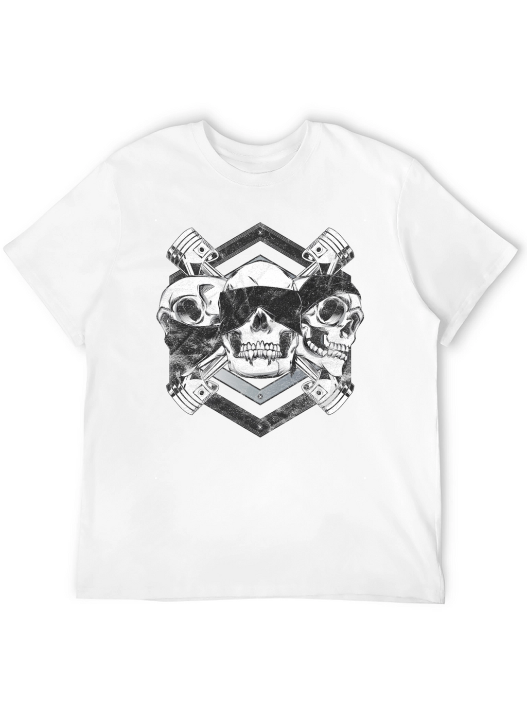 Skull & Piston Graphic Tee - Mechanic Style T-Shirt