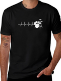 Drummer Heartbeat Graphic Tee - Black