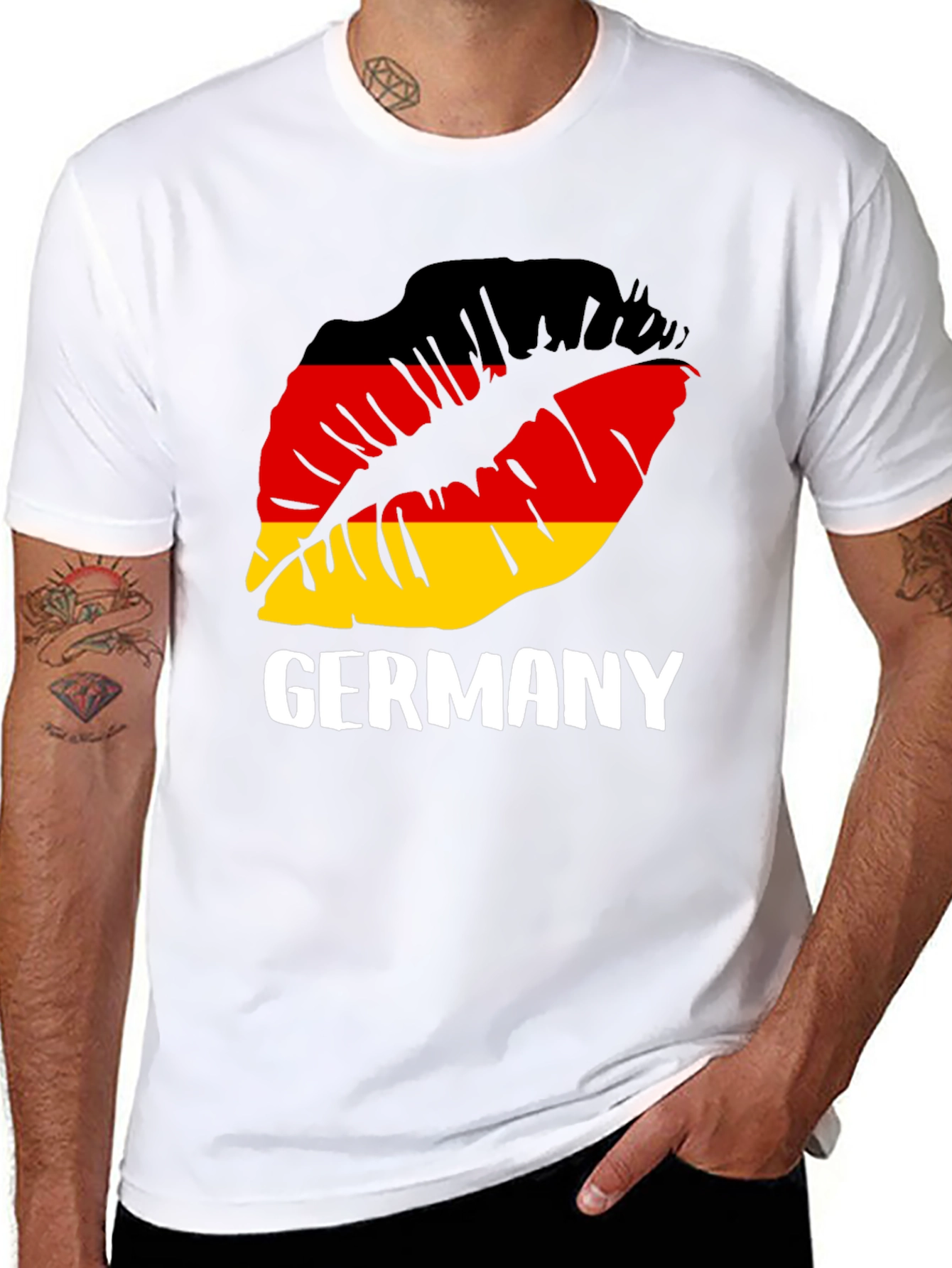 Germany Flag Lips Graphic Tee - Black