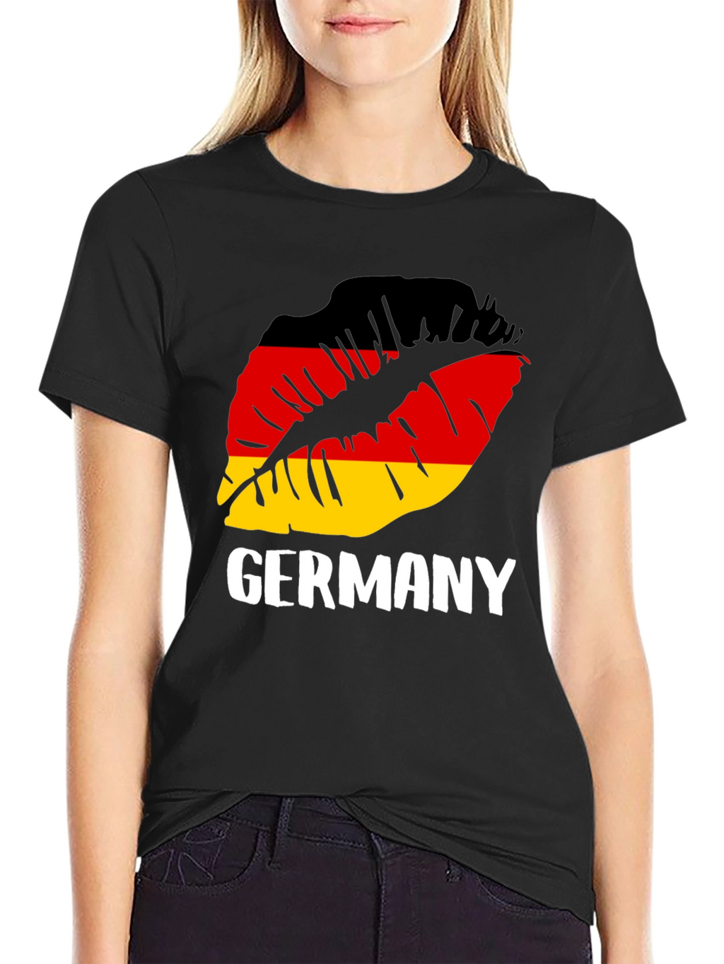 Germany Flag Lips Graphic Tee - Black