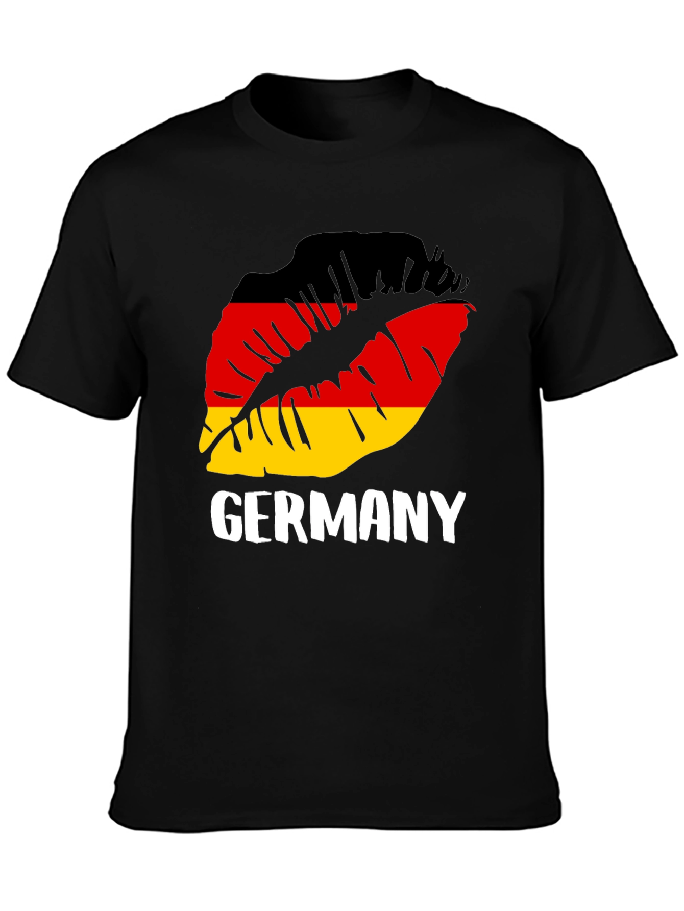 Germany Flag Lips Graphic Tee - Black