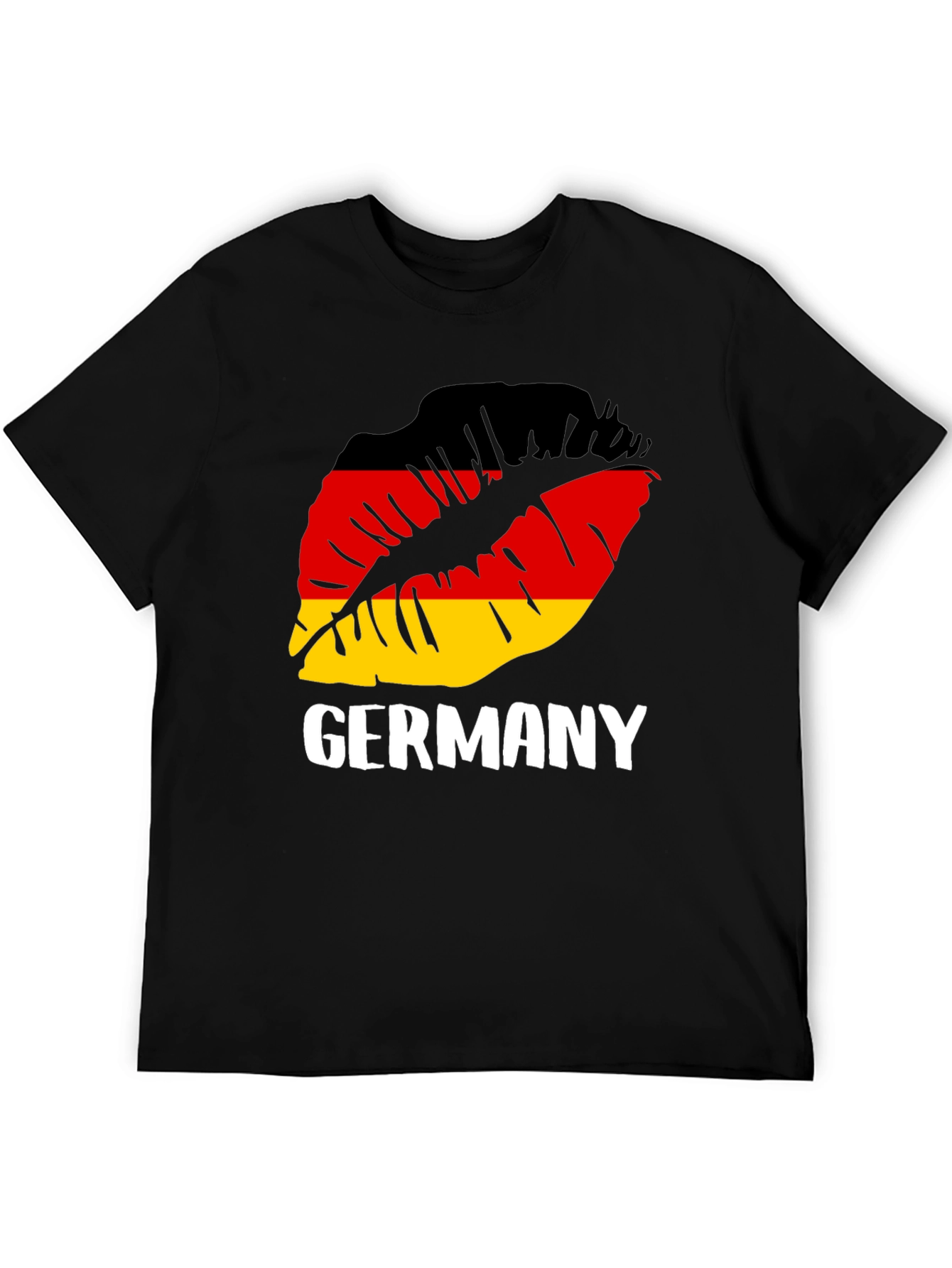 Germany Flag Lips Graphic Tee - Black
