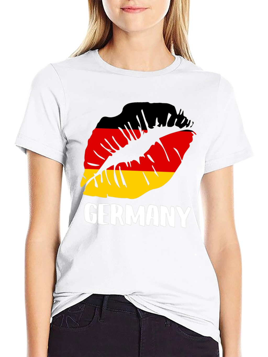 Germany Flag Lips Graphic Tee - Black