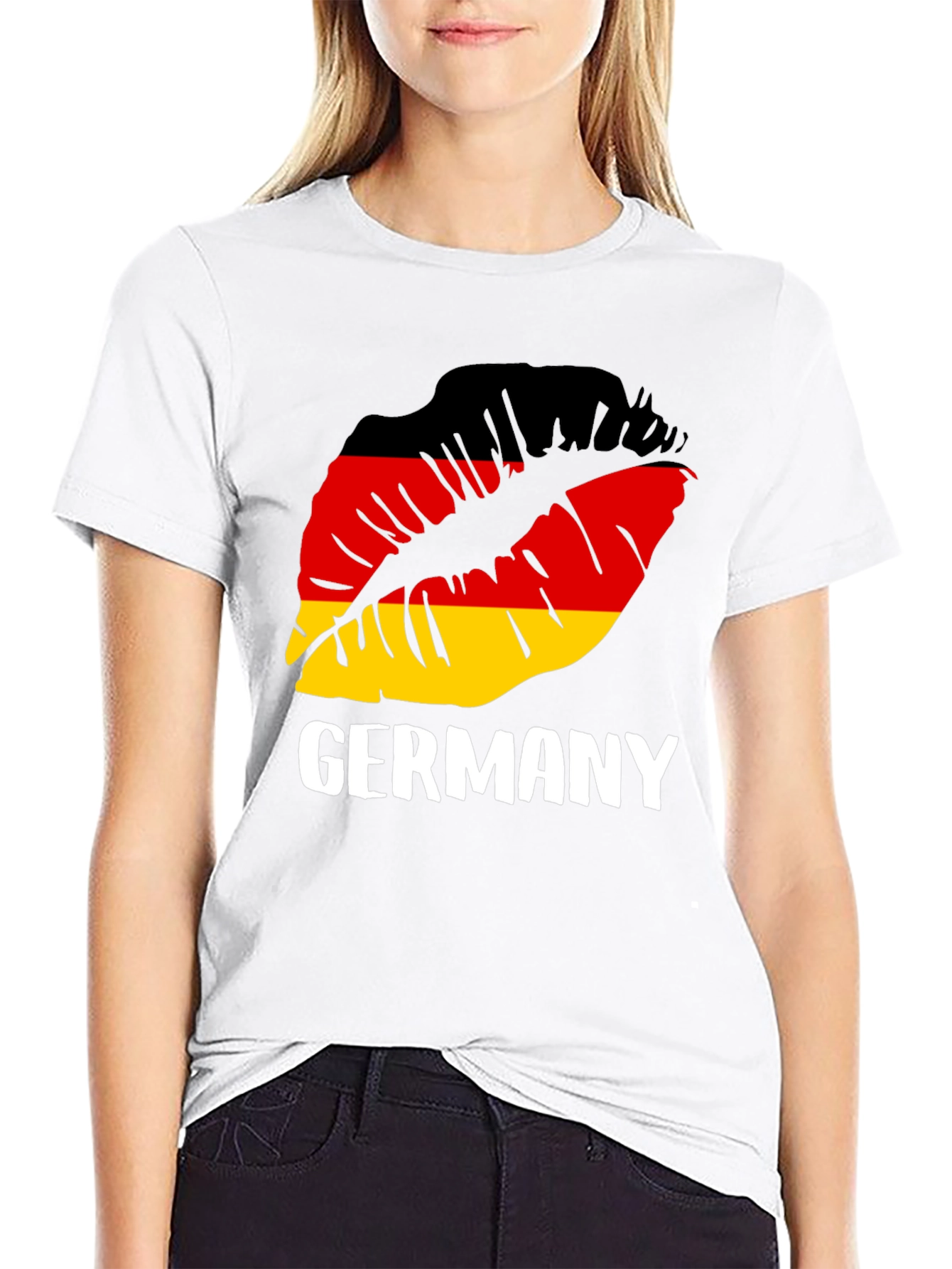 Germany Flag Lips Graphic Tee - Black