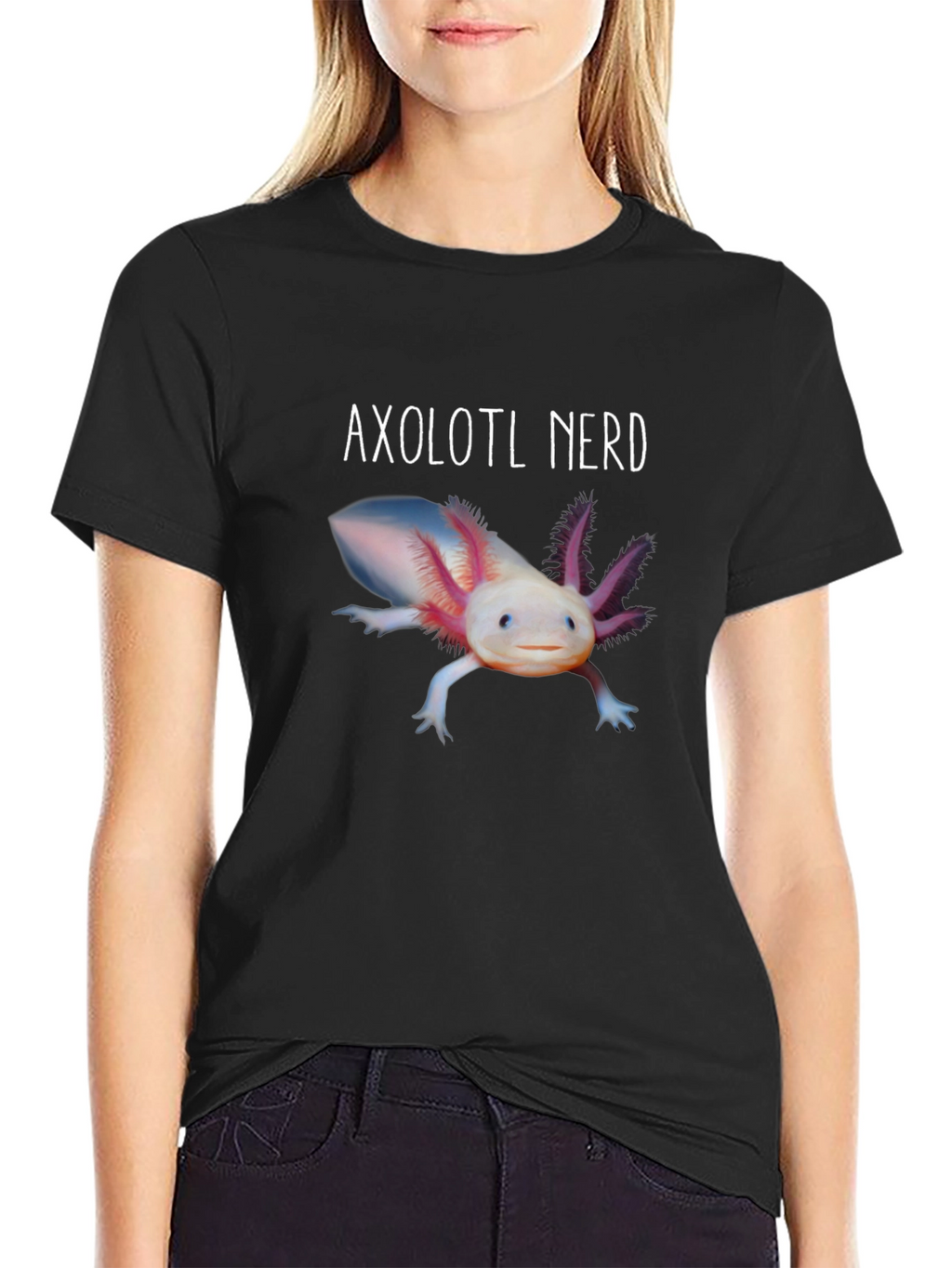 Axolotl Nerd Graphic T-Shirt - Black Cotton Tee