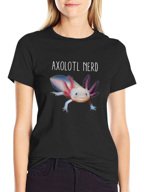 Axolotl Nerd Graphic T-Shirt - Black Cotton Tee