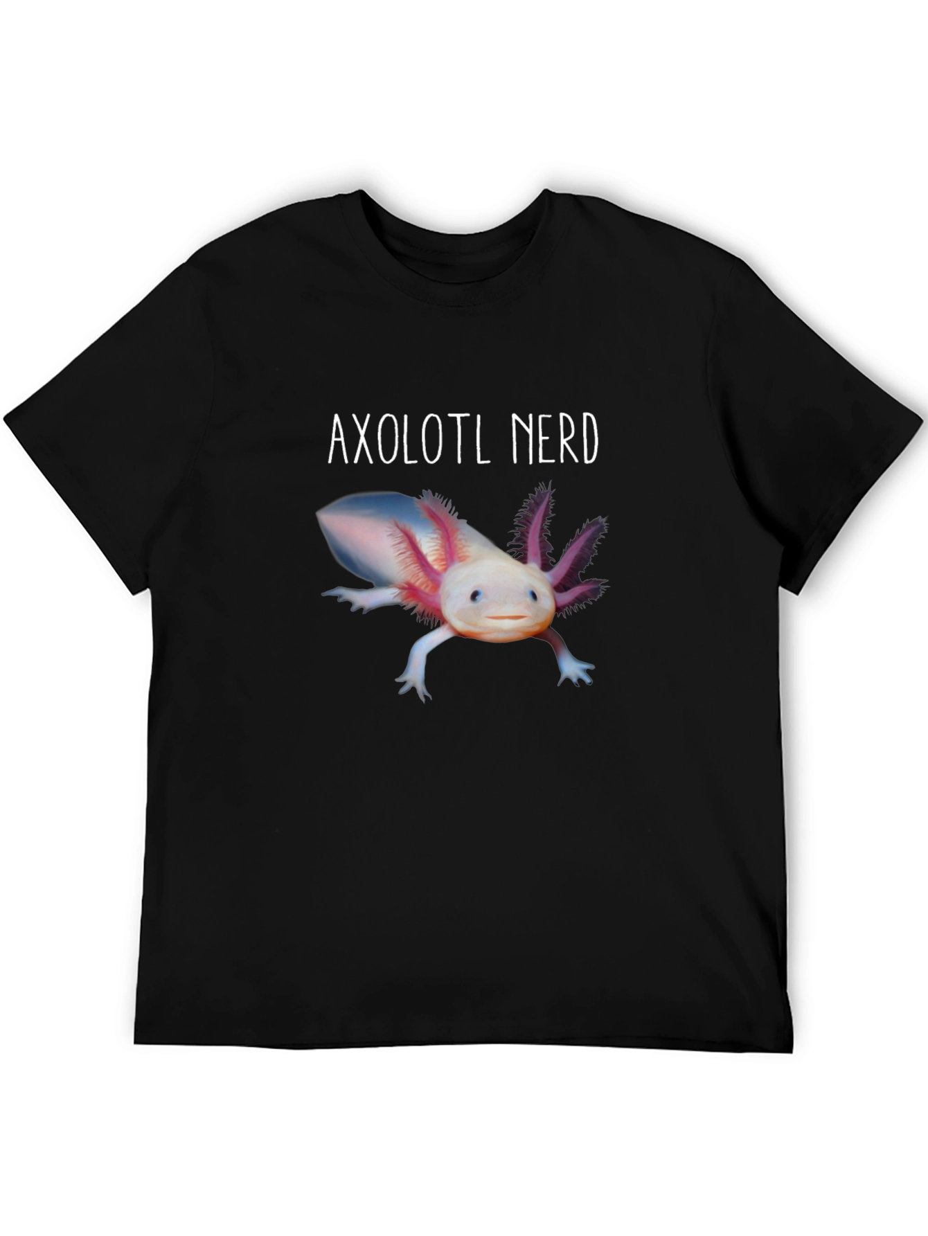 Axolotl Nerd Graphic T-Shirt - Black Cotton Tee