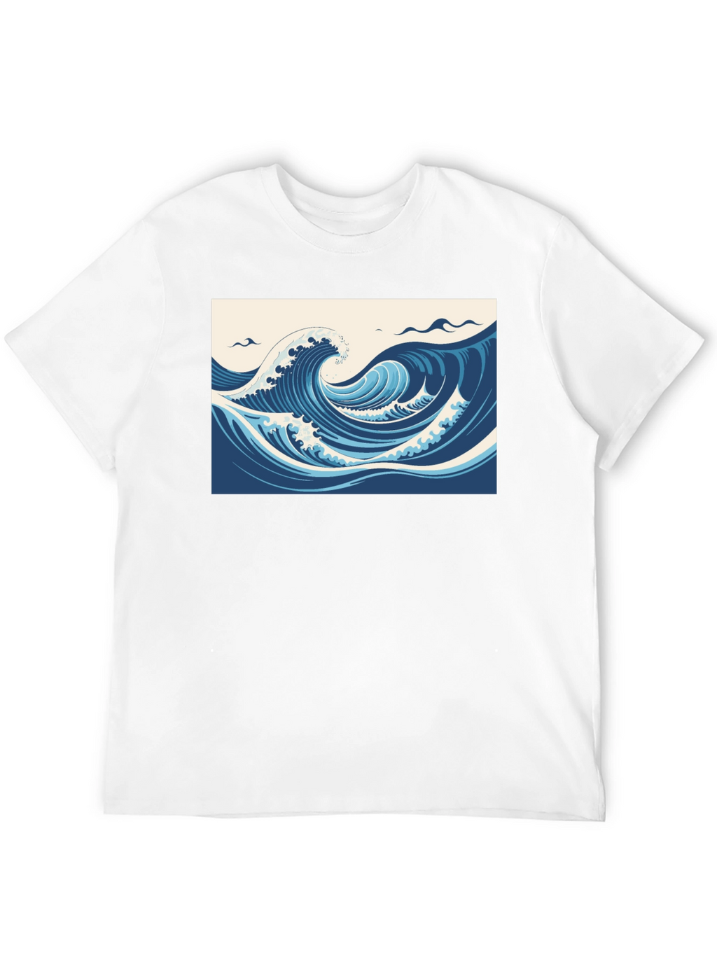 Ocean Wave Graphic Tee - Black Cotton T-Shirt