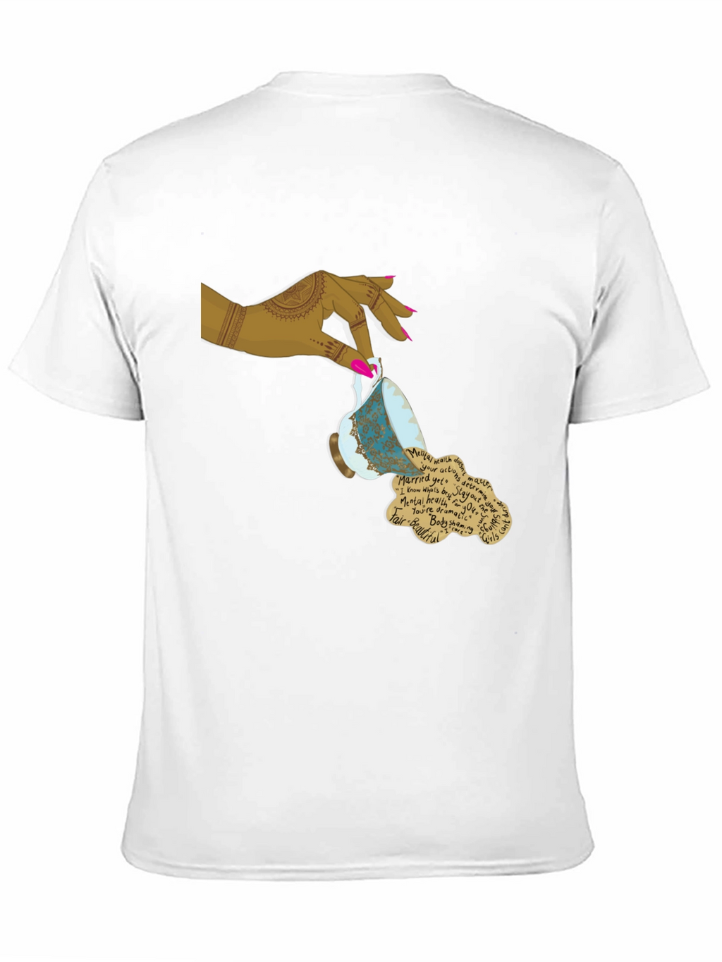 Artistic Teacup Graphic Tee - Black