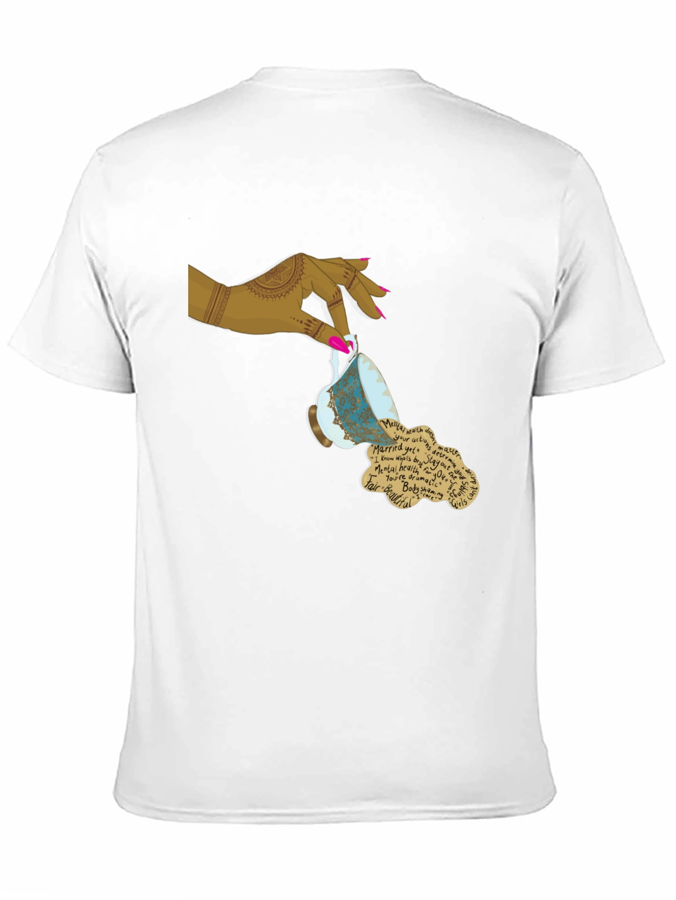 Artistic Teacup Graphic Tee - Black