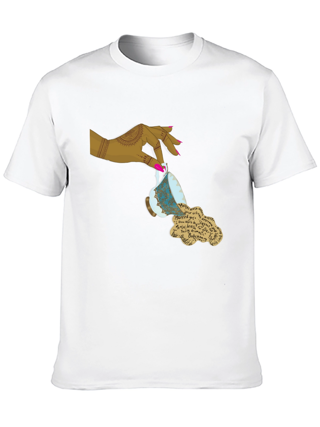 Artistic Teacup Graphic Tee - Black