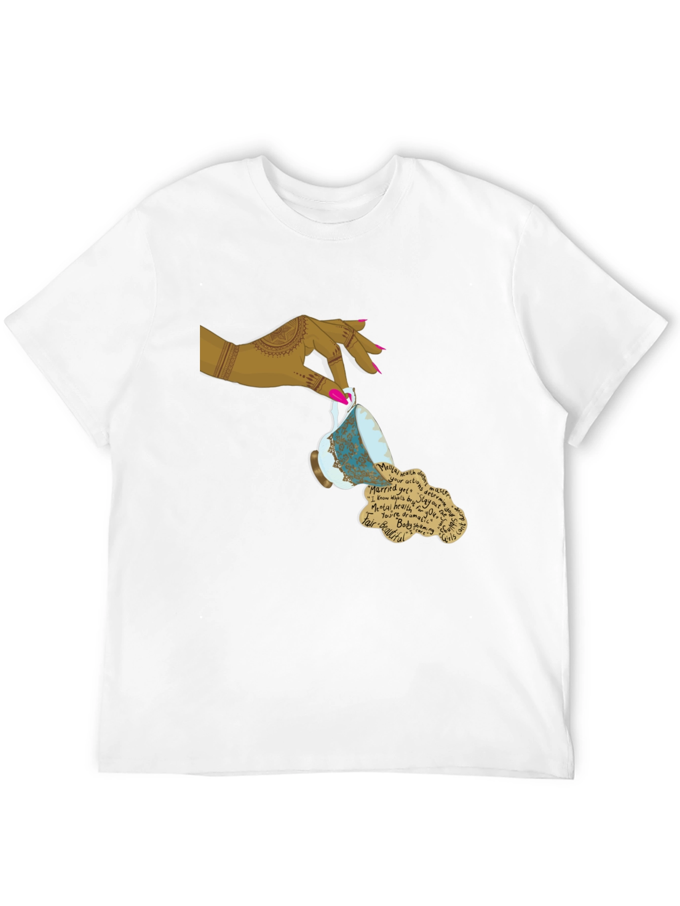 Artistic Teacup Graphic Tee - Black